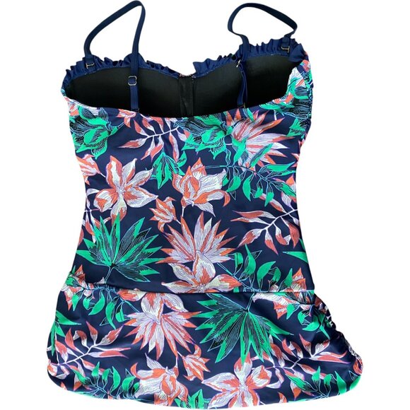 Shore Shapes Shaping Tummy Control Floral One Piece Swim Dress Size 12 - Picture 2 of 6